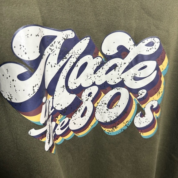 Green Crew Neck Sweater Retro Graphic Print “Made in 80’s” XL - Picture 4 of 4